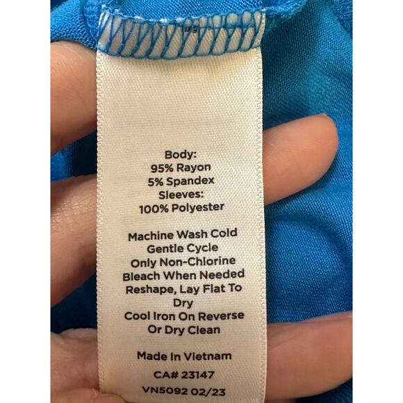 Talbots blue long pleated sleeves tunic blouse size 1X - Picture 4 of 9